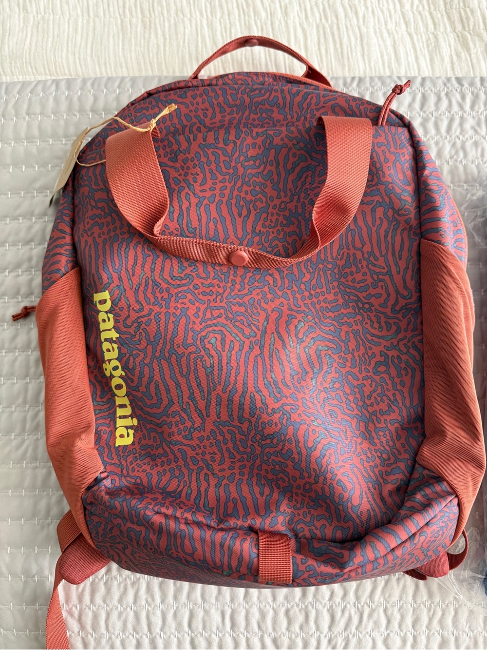 Patagonia Atom Red-Blue Patterned Backpack NWOT